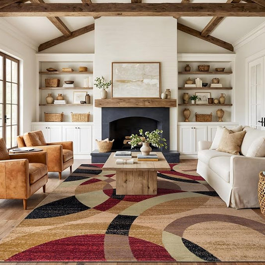 Rugshop Contemporary Abstract Circles Perfect for high Traffic Areas of Your Living Room,Bedroom,Home Office,Kitchen Area Rug 9' x 12' Multi