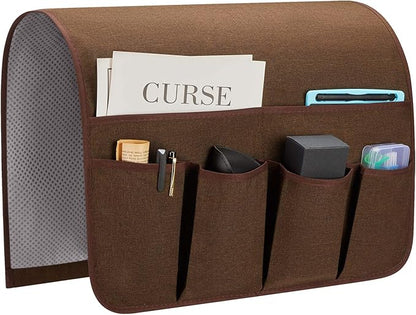 Sofa Armrest Organizer, Remote Control Holder for Recliner Couch, Arm Chair Caddy with 6 Pockets for Magazine, Tablet, Phone, iPad