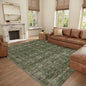 Washable 8x10 Area Rugs for Living Room, Boho Non-Slip Vintage Distress Large Rugs for Bedroom Dining Room Nursery Office, 0.3" Neutral Oriental Throw Thin Carpet, Grass Green/Multi