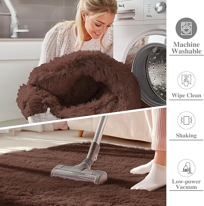 OLANLY 6x9 Machine Washable Large Area Rugs for Living Room, Bedroom, Soft Fluffy Shaggy Bedside Rug, Indoor Floor Carpet for Kids Girls and Boys, Dorms, Nursery, Home Decor Aesthetic, Coffee
