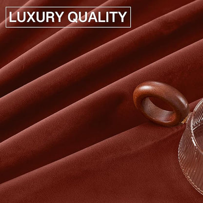 StangH Rust Velvet Curtains for Bedroom, Luxury Room Darkening Window Drapes Thermal Insulation Noise Reduction Door Panels for Dining Room/Nersury, W52 x L84, 2 Panels