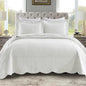 MarCielo 100% Cotton Quilt Set - 3-Piece Embroidered Farmhouse Bedspread & Shams, All-Season Breathable Bedding(TG Bright White,Queen)