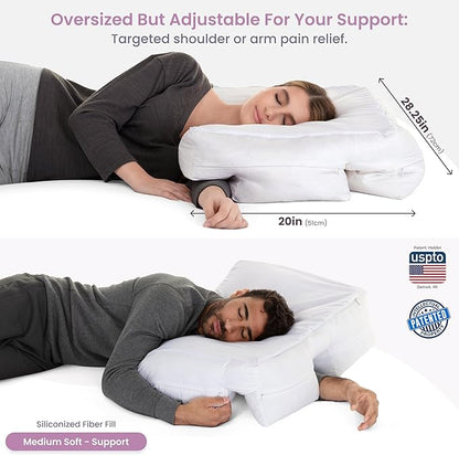 Wife Pillow The Side Sleeper Pillow with Arm Hole for Shoulder Pain - Arm Tunnel Pillow for Side Sleepers, Shoulder Relief & Neck Support Comfort Sleep Pillow for Adults - Down Alternative Fiber Fill