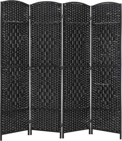 4 Panel Room Divider Folding Privacy Divider 6 Ft Indoor Wall Divider Portable Partition Wood Screen, Black
