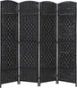 4 Panel Room Divider Folding Privacy Divider 6 Ft Indoor Wall Divider Portable Partition Wood Screen, Black