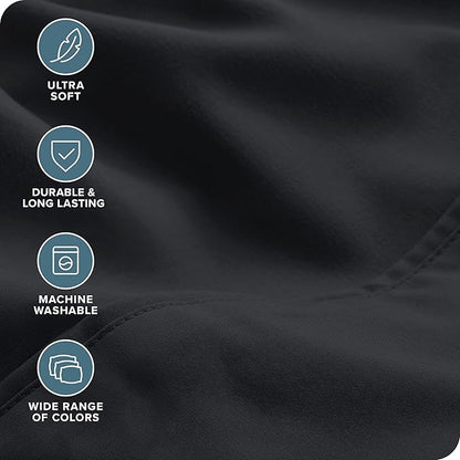 Bare Home Hotel Luxury Queen Sheet Set, Extra Soft - 6 Piece Set - Deep Pockets - Easy Fit - Cooling & Breathable - Wrinkle, Fade, Stain Resistant - Includes 4 Pillowcases (Queen, Black)