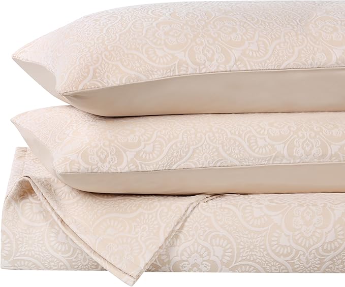 Superior 3 Piece Bedspread Set, Home Bed Decor, Decorative Bed Spread, 2 Pillow Shams, Medium Weight Blanket, Floral Matelasse Coverlet, Bedding Essentials, Enzy Collection, California King, Ivory