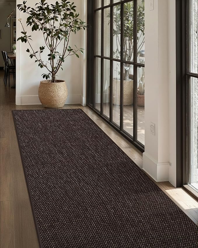 Color&Geometry Door Mat 3'x10' Runner Rug with Rubber Backing, Non Slip Washable Hallway Rug, Carpet Runners for Hallway Living Room Bedroom, Brown (Rolled-up NO Creases)