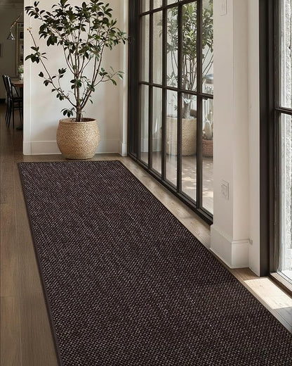 Color&Geometry Door Mat 3'x10' Runner Rug with Rubber Backing, Non Slip Washable Hallway Rug, Carpet Runners for Hallway Living Room Bedroom, Brown (Rolled-up NO Creases)