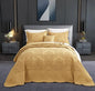 CHIXIN Bedspread Coverlet Quilt Set Full Size - Lightweight Bedding Cover - Beautiful Stitching - 5 Piece Reversible Bedspread - Luxury Damask Paisley Pattern (Full, Honey-Gold)