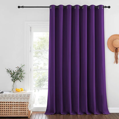NICETOWN Royal Purple Blackout Curtains for Bedroom/Living Room 132 Inch Length - Thermal Insulated Room Darkening Grommet Top Window Curtains (100 by 132 - Inch, 1 Panel)