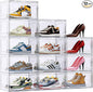 12 Pack XX Large Shoe Organizer, Heavy-Duty Hard Thicken Plastic Clear Stackable Shoe Storage Box Organizer for Closet, Space-Saving Shoe Rack Display Case Bin Containers for Sneakers, Clear
