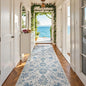 jinchan Torino Runner Rugs 3x10, Vintage-Inspired Floral Design Machine Washable Non-Slip Ultra-Thin Low-Pile Rubber Backing Traditional Rug for Kitchen Hallway Laundry Room Entryway Dark Blue