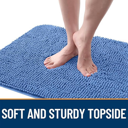 OLANLY Dog Door Mat for Muddy Paws 44x24, Absorbs Moisture and Dirt, Absorbent Non-Slip Washable Doormat, Quick Dry Chenille Mud Mat, Entry Indoor Entryway Carpet for Inside Floor, Cornflower Blue