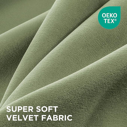 Joydeco Coconut Green Velvet Curtains 72 Inches 2 Panels, Luxury Thermal Insulated Soft Green Curtains for Bedroom & Living Room, Room Darkening Velvet Drapes, Rod Pocket (52W x 72L)
