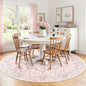 Area Rugs 7ft Washable Non-Slip, Floral Vintage Distress Print Pattern Medallion Carpet for Living Room Bedroom Dining Room, Pink Greypink Cute