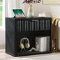 LEYAOYAO 31" Wide Fluted Nightstand with Charging Station, Oversized Extra Large 1 Drawer Night Stand with Golden Handle, Black Wood Bedside Table Tall End Tables,for Bedroom, Living Room, Hallway