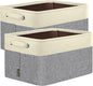 BALEINE 2 Pack Fabric Storage Bins for Shelves, Linen Storage Baskets for Organizing, Decorative Closet Bins for Clothes, Home (Grey, 15"x11"x9.5")