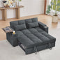 65'' Convertible Sleeper Sofa Bed with Adjustable Backrest, Chaise Lounge, Side Table & USB/Type-C Ports – Stylish & Functional Addition to Any Living Room (Drak Grey)