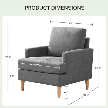 VKNOW Mid-Century Accent Chairs Set of 2, No Tools Assembly Required, Modern Upholstered Polyester Armchairs for Living Room & Bedroom, Comfortable Reading Chairs with Wood Legs, Dark Grey