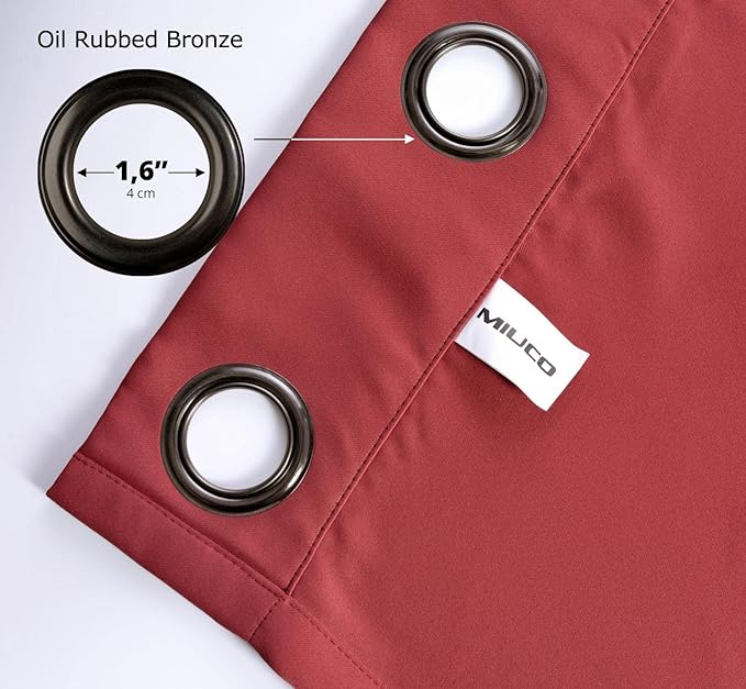 MIUCO Room Darkening Grommet Thermal Insulated Blackout Window Curtains Panels for Bedroom Set of 2 52x95 Inch Burgundy, Bonus 2 Tie Backs Included