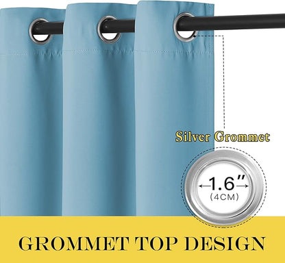NICETOWN Teal Blue Blackout Curtains for Bedroom 72 Inches Long, Thermal Insulated Room Darkening Grommet Window Curtains for Living Room Nursery, 66 inch x 72 inche, 1 Panel