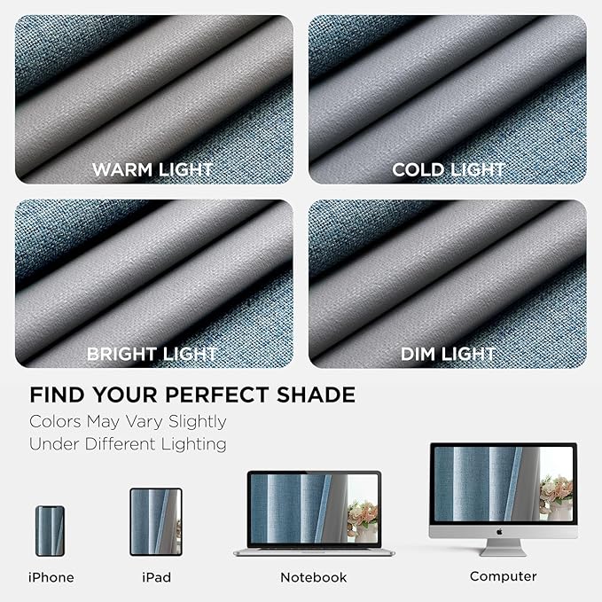 Joydeco Light Blue Blackout Curtains 96 Inches Long, Curtains 96 Inch Length 1 Panel for Bedroom, Thermal Insulated Linen Black Out Curtains with Grommets(100x96, Light Blue)