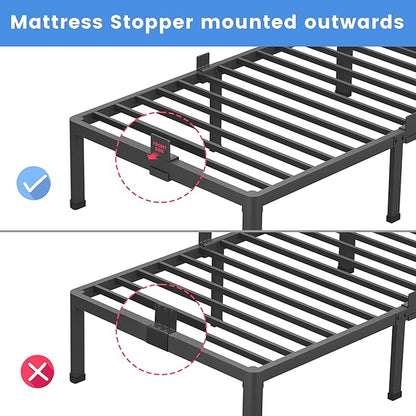 MAF 10 Inch Full Size Metal Platform Bed Frame with Round Corner Legs, 3000 LBS Heavy Duty Steel Slats Support, Noise Free, No Box Spring Needed, Easy Assembly