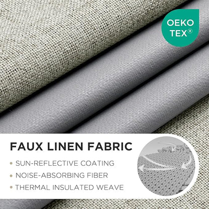 Joydeco Blackout Curtains 96 Inches Long 2 Panels Burg, Room Darkening Curtains for Bedroom, 100% Black Out Textured Thermal Drapes Privacy Protection 2 Panels Set(W52 x L96 Inch, Light Beige)