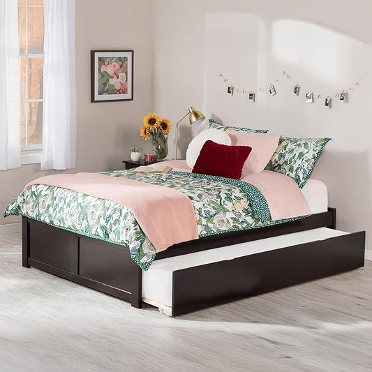 AFI Concord Queen Size Platform Bed with Footboard & Twin XL Trundle in Espresso