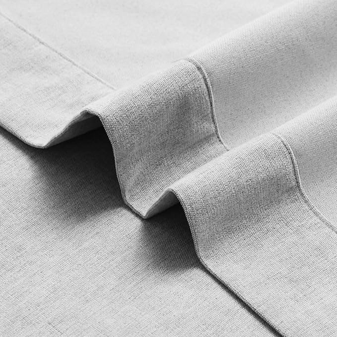 Macochico 100% Blackout Curtains Thermal Insulated Noise Reducing Chenille Curtains for Hotel Auditorium Bedroom Living Room Grommet Apricot Grey Curtains with Tieback Classic 52" Wx84 L 1 Panel