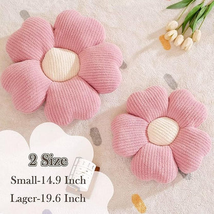 Kcvvcr Flower Throw Pillow, Cute Flower Shaped Pillow Decorative Throw Pillow for Bed Couch, Soft Daisy Pillows Floor Seating Cushion Cushions (14.9 Inch Pink)