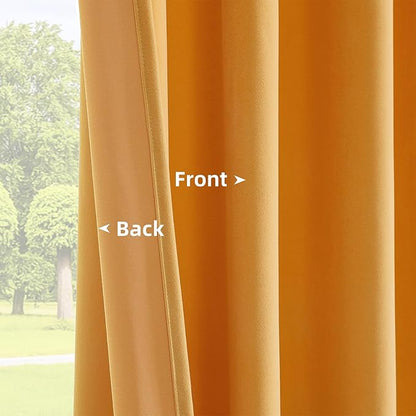 Joydeco Customized Curtains, Super Soft Velvet Curtains for Bedroom and Living Room, Heavy Duty Luxury Thermal Insulated Golden Yellow Velvet Curtains Rod Pocket 1 Panel, Custom Size
