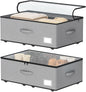 Under Bed Storage with Wheels, No Assemble Required 12 inches height Under Bed Storage bins,Large capacity Rolling Underbed Shoe Storage containers，dorm underbed storage drawers