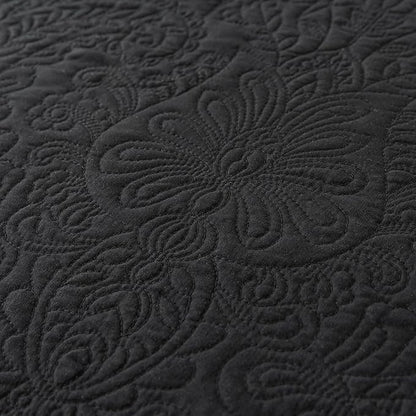 HoneiLife Quilt Sets King Size - Microfiber Bedspreads for King Bed, 3-Piece Lightweight Coverlets, Retro Bedlinen Sets, King Quilt Bedding Set All Season Use-Black