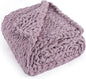 Chunky Knit Throw Blanket 60"X 80", 100% Handmade with Soft Chenille Yarn, 4.4lbs Thick Cable Knitted Blankets, Large Rope Knot Crochet Throws for Couch Sofa Bed Home Decor, Purple
