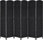 HOMCOM Room Divider, 6 Panel Folding Privacy Screen, 6FT Tall Portable Wicker Weave Partition Wall Divider for Bedroom, Home Office, Black