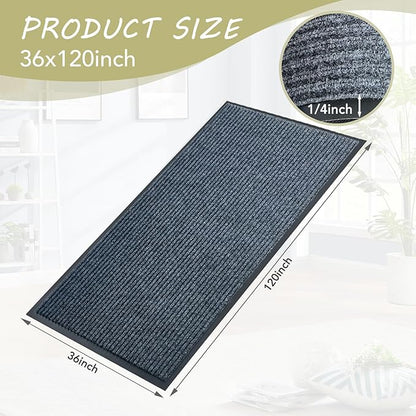 Front Door Mat,3'x10'Indoor Outdoor Door Mat,Heavy Duty Welcome,Commercial Floor Mats Inside Outside Entrance, Waterproof All-Season, All-Weather Non Slip Backing Doormat for Entryway,Dark Gray