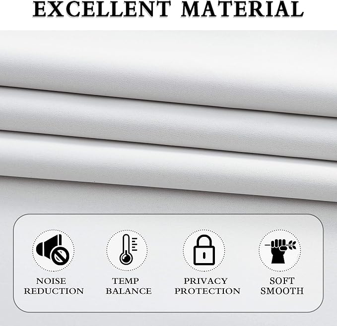 DONREN Greyish White Room Darkening Rod Pocket Curtain Panels - Window Treatment Thermal Insulated Curtains for Bedroom Off White(42 W by 45 L Inch,2 Panels)