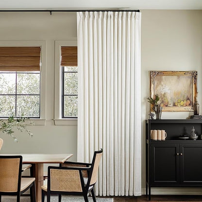 Natural Pinch Pleated Linen Curtains 126 Inches Long 2 Panels for Living Room Bedroom Memory Training Shaped Semi Sheer Pleat Drapes Hooks Rings Light Filtering Window Curtain 40x126