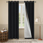 3-in-1 Winter Heavy Curtains-Thermal 100% Blackout Curtains for Bedroom Living Room with Grommet Design 1 Panel Black 50x80 Inch
