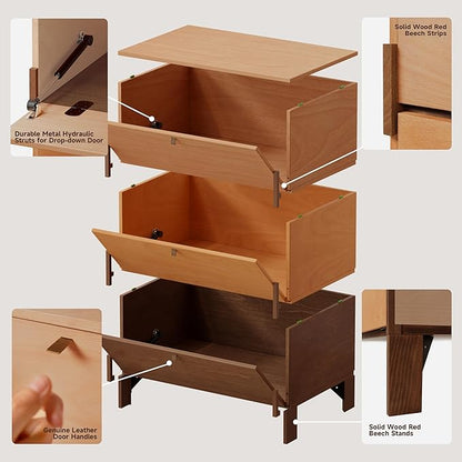 Stackable 3 Drawers Dresser, Customizable Chest of Drawers for Bedroom, Living Room, Hallway, Entryway, Easy Assembly Wood Furnitures Cabinet, 24 inch Width Beech Color
