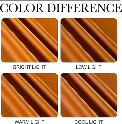 NICETOWN Room Darkening Orange Curtains 63 inches Long - Grommet Faux Silk Thermal Drapes Light Reducing Energy Saving Privacy Window Treatments for Bedroom, 2 Panels, W52 x L63