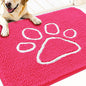 OLANLY Dog Door Mat for Muddy Paws 30x20, Paw Print Design, Absorbs Moisture and Dirt, Absorbent Non-Slip Washable Doormat, Quick Dry Chenille Mud Mat for Dogs, Entry Indoor Entryway Carpet, Hot Pink