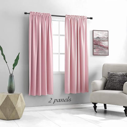 DONREN Pink Blackout Curtains for Girls Room - Room Home Decoration Privacy Protection Thermal Insulated Room Darkening Window Drapes with Rod Pocket (Set of 2 Panels,42 x 63 Inch Length)