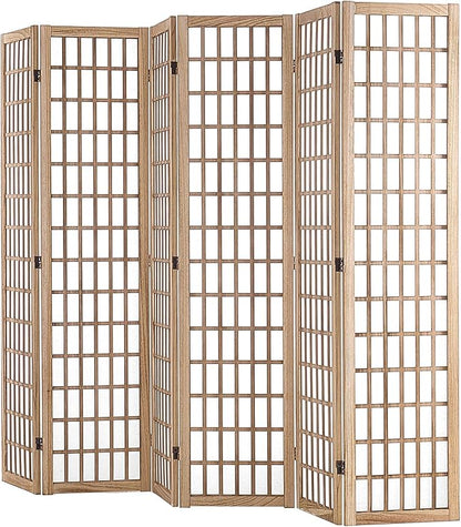 VEVOR Room Divider, 6 Panel Japanese Room Divider, Wood Folding Privacy Screen Indoor, Partition Dividers Portable Decoration Screens, for Room Separation Home Office Restaurant & Bedroom(Natural)