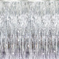 GOER 3.2 ft x 8.2 ft Metallic Tinsel Foil Fringe Curtains Party Photo Backdrop Party Streamers for Birthday,Graduation,New Year Eve Decorations Wedding Decor (Silver,1 Pack)