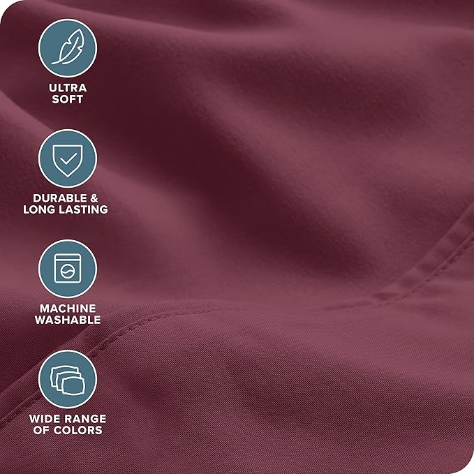 Bare Home Hotel Luxury Twin XL Sheet Set, Extra Soft - 4 Piece Set - Deep Pockets - Easy Fit - Cooling & Breathable - Wrinkle, Fade, Stain Resistant - Includes 2 Pillowcases (Twin XL, Burgundy)