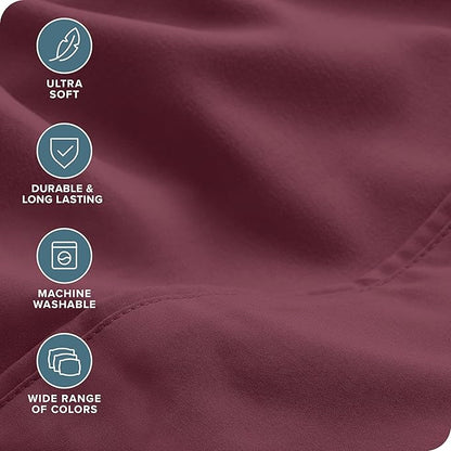 Bare Home Hotel Luxury Queen Sheet Set, Extra Soft - 6 Piece Set - Deep Pockets - Easy Fit - Cooling & Breathable - Wrinkle, Fade, Stain Resistant - Includes 4 Pillowcases (Queen, Burgundy)