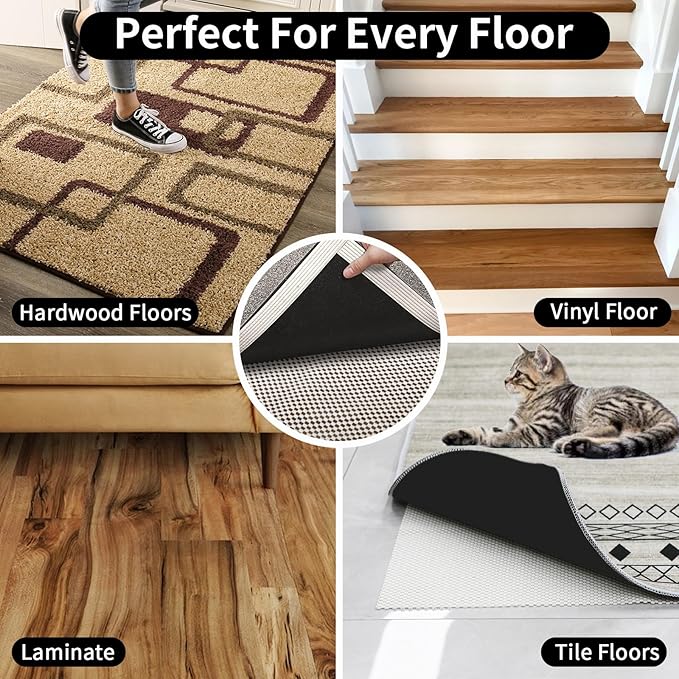 FestiCorp Non Slip Rug Pads 2x10 Ft Non Skid Rug Pad Gripper, Anti-Slip Carpet Rug Mats for Under Rugs and Hard Surface Floors